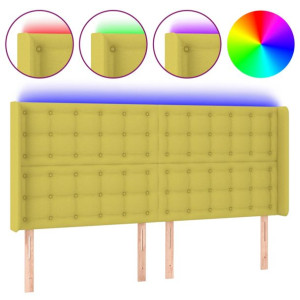 Zagłówek do łóżka z LED, zielony, 203x16x118/128 cm, tkanina