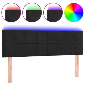 Zagłówek do łóżka z LED, czarny, 144x5x78/88 cm, aksamit