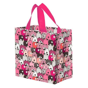 Torba Materiałowa na Zakupy 26x15x27cm torby z nadrukiem PYSIAKI różowe