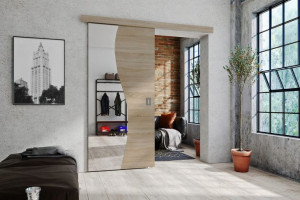 Drzwi przesuwne z lustrem 100cm MARLO Dąb sonoma