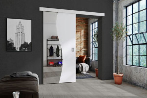 Białe drzwi przesuwne z lustrem 90 cm MARLO