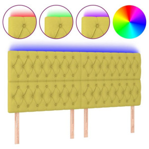 Zagłówek do łóżka z LED, zielony, 200x7x118/128 cm, tkanina