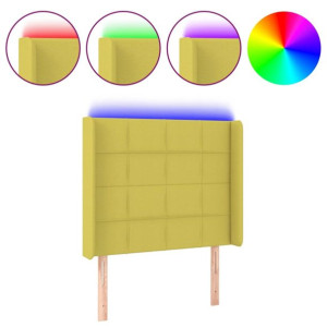 Zagłówek do łóżka z LED, zielony, 83x16x118/128 cm, tkanina