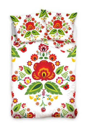 Komplet Pościeli Pościel 220x200 w kwiaty BIAŁA