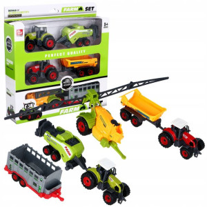 Resorak 2x Traktor 4x Maszyna Metal Zestaw Farmer