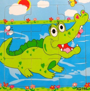 Edukacyjne Puzzle Drewniane 9el.krokodyl
