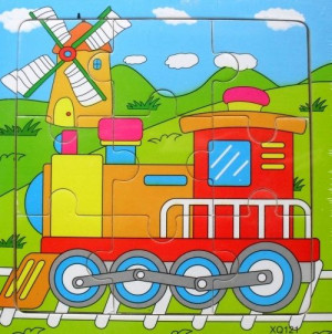 Edukacyjne Puzzle Drewniane 9el.pociąg
