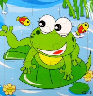 Edukacyjne Puzzle Drewniane 9el.żabka