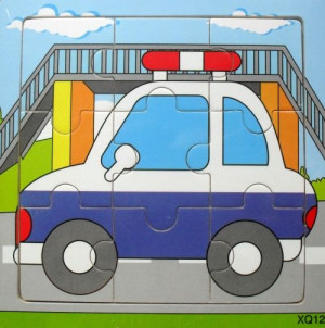 Edukacyjne Puzzle Drewniane 9el.policja
