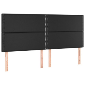 Zagłówki do łóżka, 4 szt, czarny, 100x5x78/88cm, sztuczna skóra