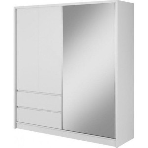 Szafa przesuwna biała z lustrem Steel 200