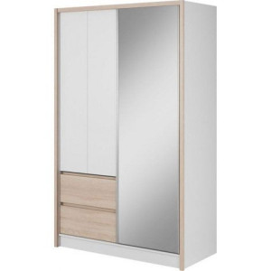 Szafa z lustrem Steel 130 - Biały / Dąb sonoma