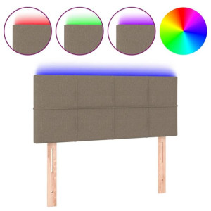 Zagłówek do łóżka z LED, taupe, 100x5x78/88 cm, tkanina