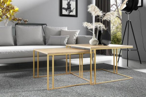 Stolik kawowy 2w1 ADEN GOLD Dąb craft złoty