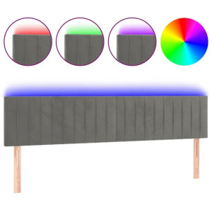 Zagłówek do łóżka z LED, jasnoszary, 160x5x78/88 cm, aksamit