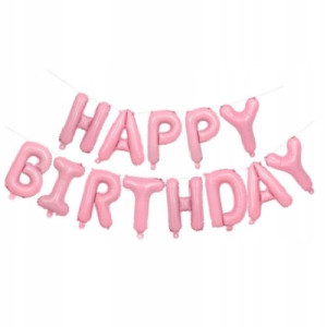 Napis Łączony Happy Birthday Różowy 45cm
