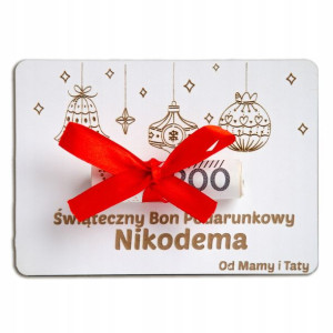Bon podarunkowy na pieniądze prezent na święta