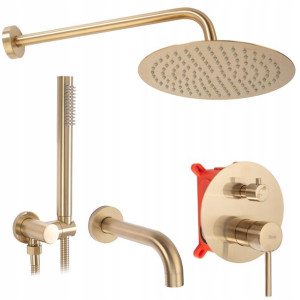 Zestaw Natryskowy Lungo Brush Gold Podtynkowy Rea