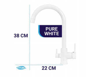Wylewka Bateria Trójdrożna Pure White Biała Filtr=
