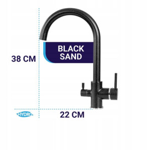 Wylewka Bateria Trójdrożna Black Sand Czarna Filtr