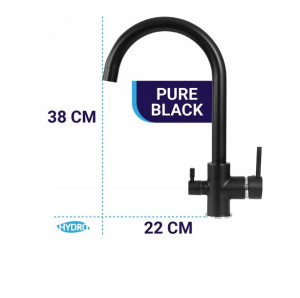 Wylewka Bateria Trójdrożna Pure Black Czarna Filtr