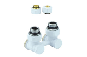 Zawór odcinający kątowy Premium Elegancki biały strukturalny PEX