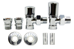 Zawór regulacyjny kątowy SWING chrom All in One Cu 15mm