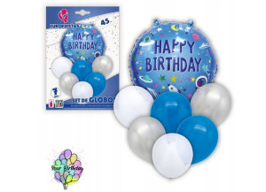 Zestaw Urodzinowy Balon Kosmos 7szt 45cm