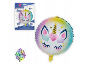 Balon Urodzinowy Tęczowy Jednorożec 45cm