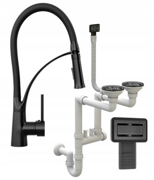 Bateria Nexo +syfon 2kom Manualny Prostokąt Czarny