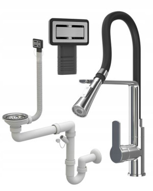 Syfon Prostokątny Chrom Manual 1kom+ Bateria Vegas