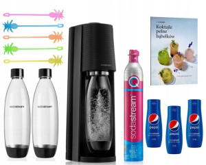 SodaStream TERRA czarny + 3x PEPSI + butelki x2