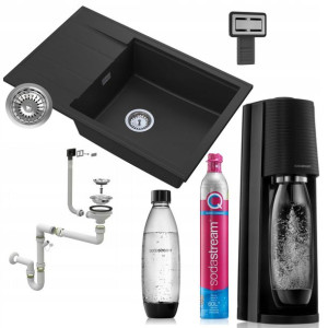 Zlew granitowy LOUIS ociekacz + Soda Stream Terra