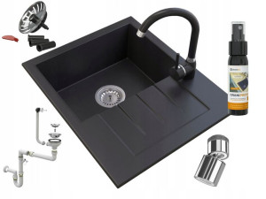 Zlew Granitowy+bateria +syfon +klik Klak +perlator