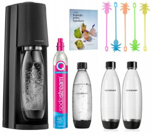 SodaStream Terra CZARNY + butelki KOLOROWE 3 x 1L