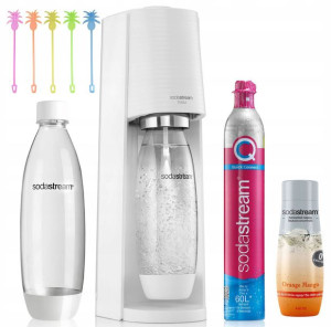 SodaStream BIAŁY Terra + syrop BEZ CUKRU owocowy