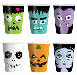 Kubki kubeczki papierowe Halloween Monsters 6 szt.