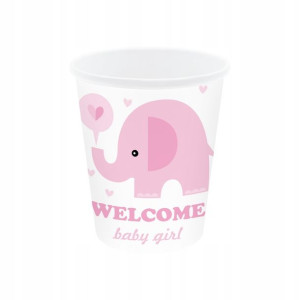 Kubek na Baby Shower Słonik różowy 6 szt.