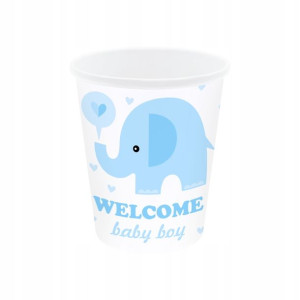Kubek na Baby Shower Słonik niebieski 6 szt.
