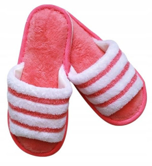 Kapcie damskie buty paski białe różowe pantofle 40