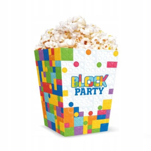 Pudełko na popcorn Klocki 12,5x8,5 cm 6 szt. Party