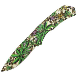 Nóż Herbertz Solingen nadruk 3D Czaszki / Liście Konopi, Colorful (581712)