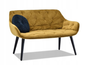 Elegancka Mała Sofa Ławka Idil Złoty Welur