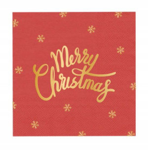 Serwetki Świąteczne Merry Christmas czerwone 10 szt.