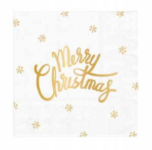 Serwetki Świąteczne Merry Christmas białe 10 szt.
