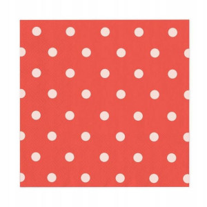 Serwetki czerwone w kropki 20 szt. 33x33 cm