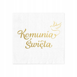 Serwetki białe Komunia Święta Gołąbek 10 szt. 33x33 cm