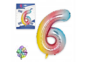 Balon Tęczowy Cyfra 6 Sześć 100cm