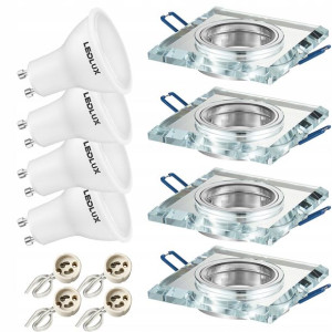 4x Oprawa halogenowa szklana stała KW+ GU10 1,5W