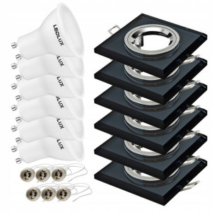 6x oprawa halogenowa SZKLANA kw + LED GU10 4,5W